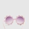 Mini Girls Pink Pearlized Flower Sunglasses