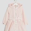 Mini Girls Pink Peplum Hooded Raincoat