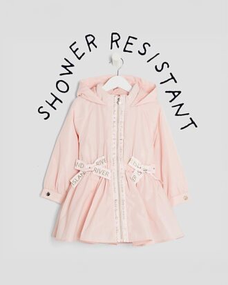 Mini Girls Pink Peplum Hooded Raincoat