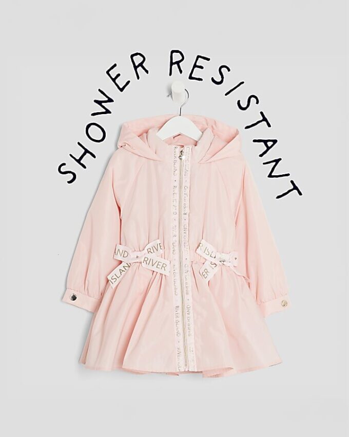 Mini Girls Pink Peplum Hooded Raincoat