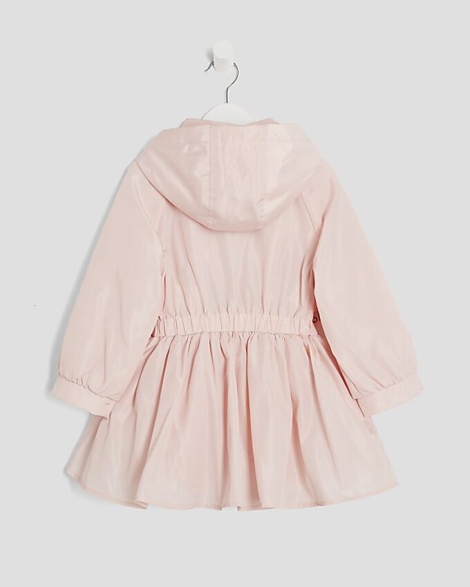 Mini Girls Pink Peplum Hooded Raincoat