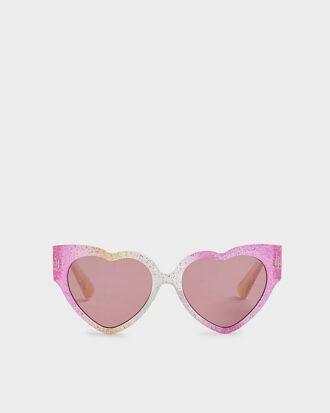 Mini Girls Pink Rainbow Heart Sunglasses