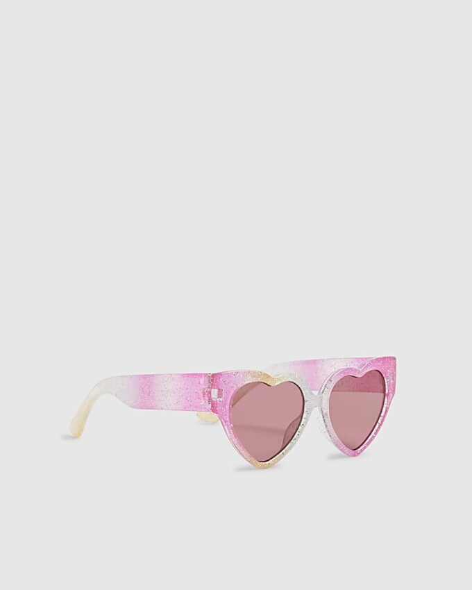 Mini Girls Pink Rainbow Heart Sunglasses