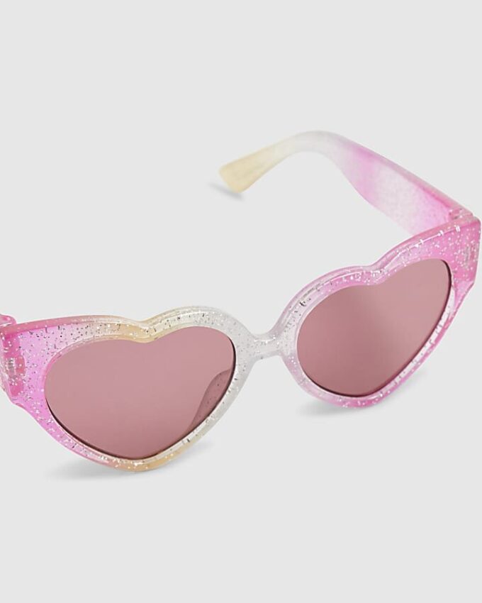 Mini Girls Pink Rainbow Heart Sunglasses