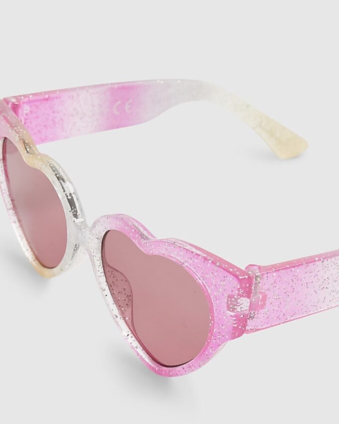 Mini Girls Pink Rainbow Heart Sunglasses