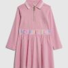 Mini Girls Pink RI Waistband Ribbed Dress