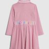 Mini Girls Pink RI Waistband Ribbed Dress