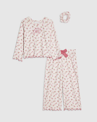 Mini Girls Pink Rosebud Pyjamas Set