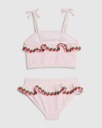 Mini Girls Pink Strawberry Tankini Set