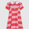Mini Girls Pink Stripe Bow Polo Dress
