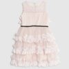 Mini Girls Pink Tiered Tulle Dress