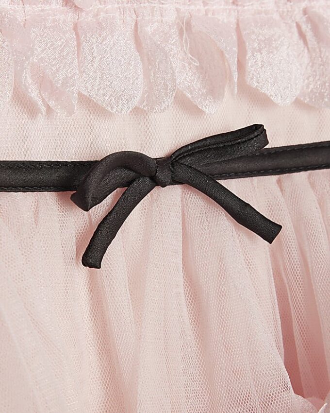 Mini Girls Pink Tiered Tulle Dress