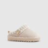 Mini Girls Pink Whipstitch Strap Slippers