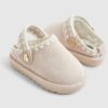 Mini Girls Pink Whipstitch Strap Slippers