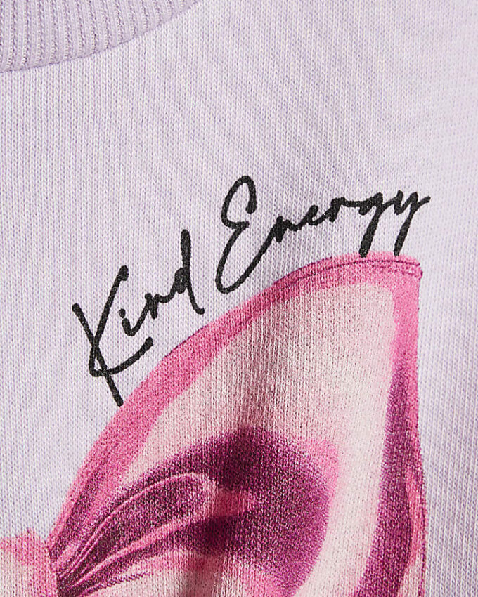 Mini Girls Purple Bow Sweatshirt