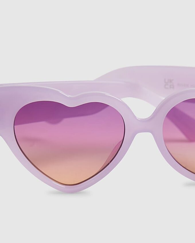Mini Girls Purple Ombre Heart Sunglasses