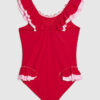Mini Girls Red Heart Frill Swimsuit