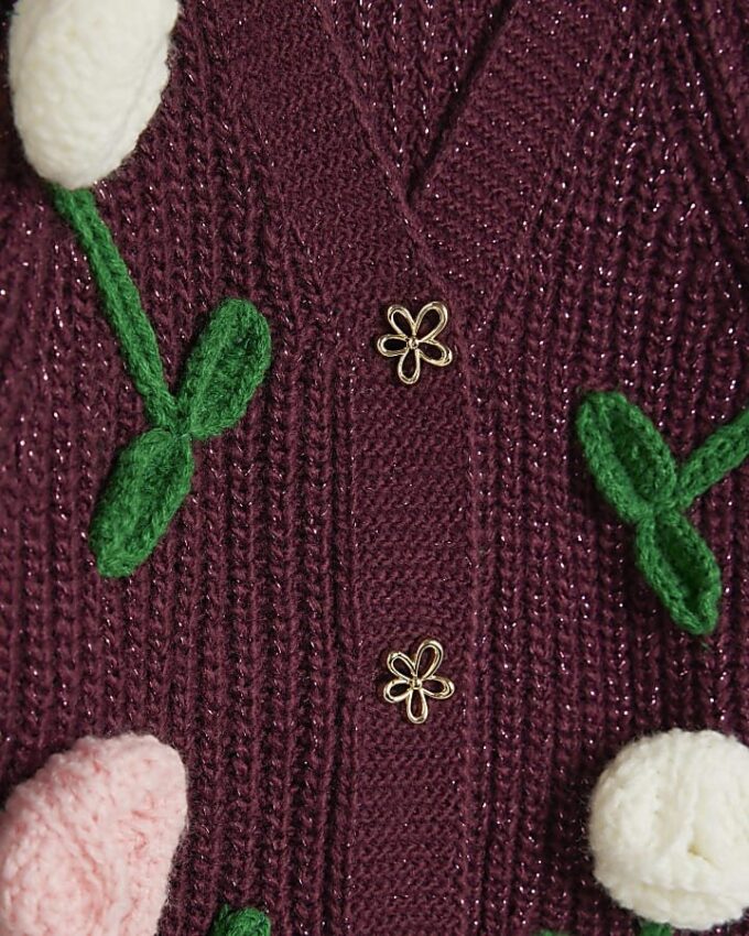 Mini Girls Red Tulip Cardigan