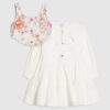 Mini Girls White Floral 2in1 Shirt Dress