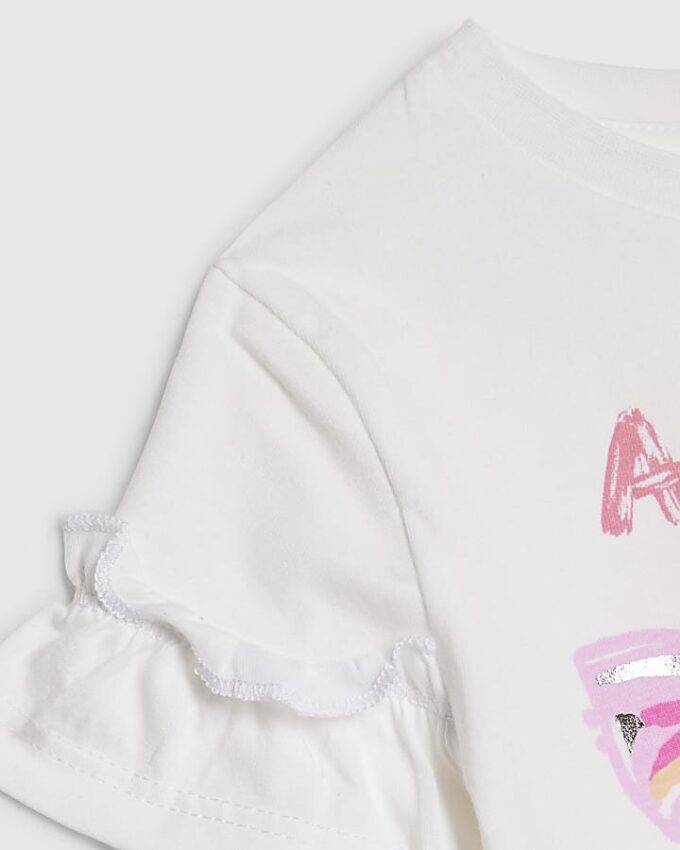Mini Girls White Graffiti T-Shirt