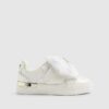 Mini Girls White Monogram Velcro Bow Trainers