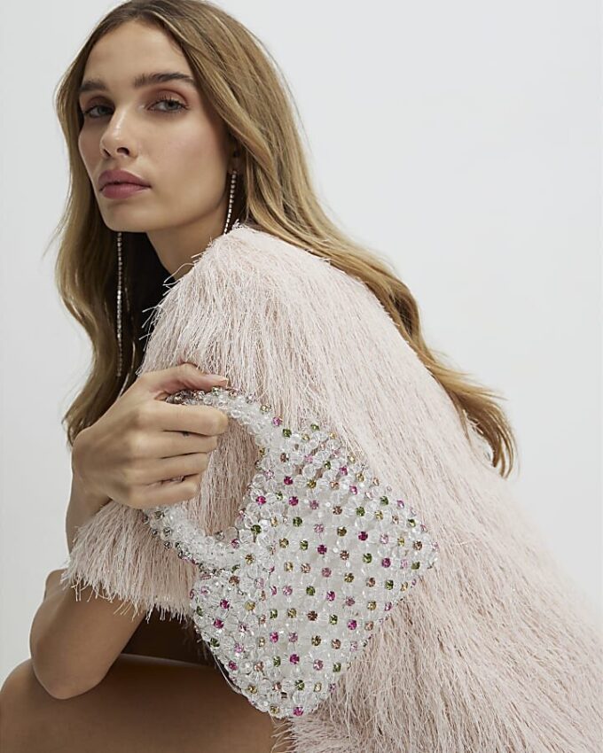 Multi Colour Diamante Beaded Clutch Bag