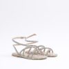 Multi Colour Embellished Ankle Wrap Sandals