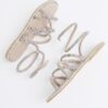 Multi Colour Embellished Ankle Wrap Sandals