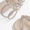 Multi Colour Embellished Ankle Wrap Sandals