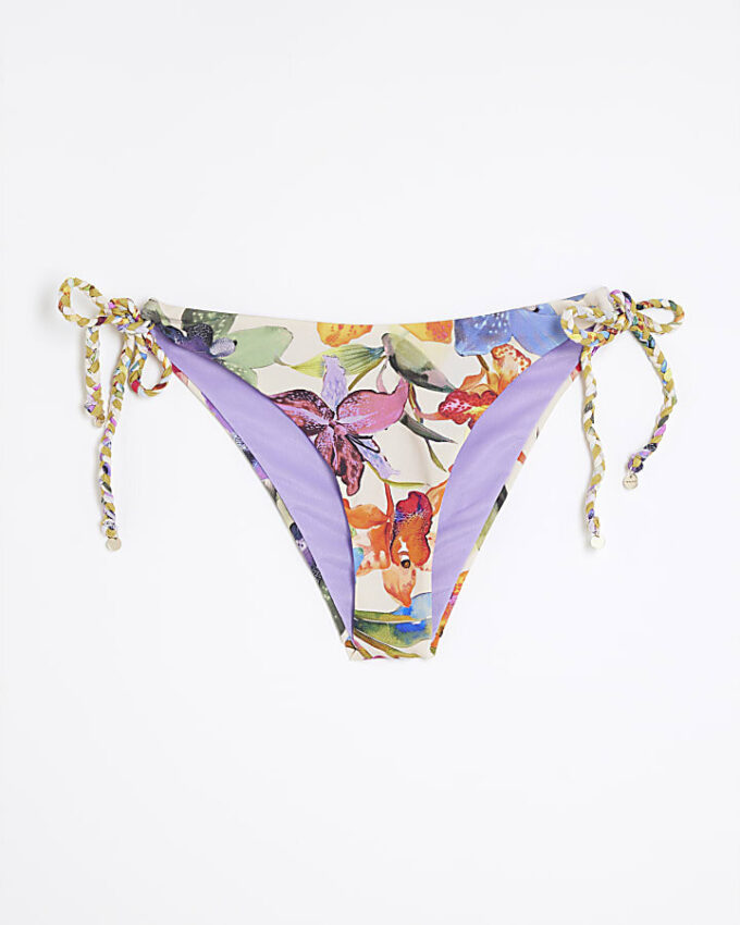 Multi Colour Tropical Print Bikini Bottoms