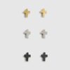 Multicoloured Metal Cross Pack Of 3 Earrings