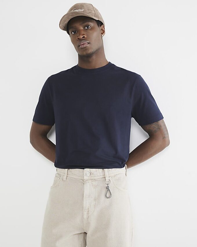 Navy 3 Pack Short Sleeve Slim Fit T-Shirt