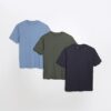Navy 3 Pack Short Sleeve Slim Fit T-Shirt