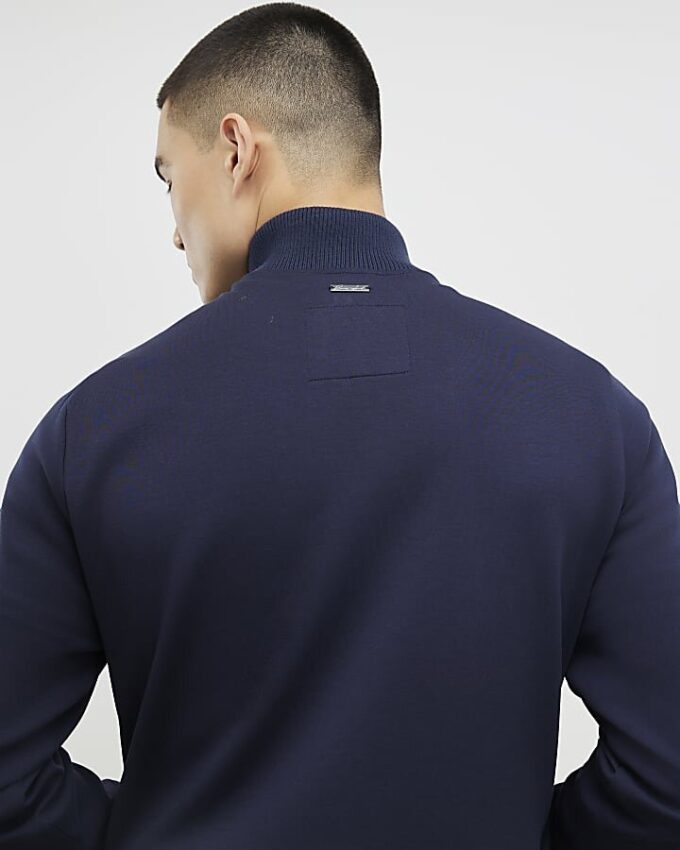Navy Badged Funnel Neck Jacket
