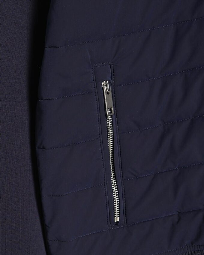 Navy Badged Funnel Neck Jacket