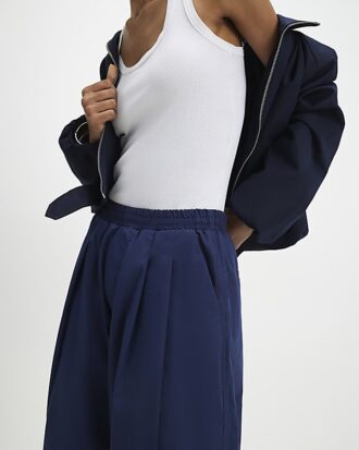 Navy Barrel Leg Trousers Navy Barrel Leg Trousers