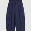 Navy Barrel Leg Trousers