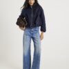 Navy Belted Bubble Hem Jacket