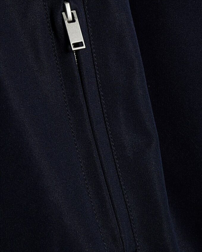 Navy Belted Bubble Hem Jacket