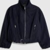 Navy Belted Bubble Hem Jacket