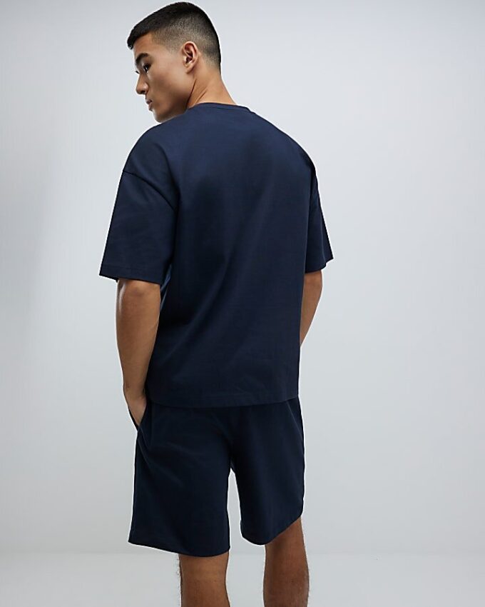 Navy Boxy Fit T-Shirt And Shorts Set Navy Boxy Fit T-Shirt And Shorts Set