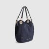 Navy Branded Eyelet Slouch Shoulder Bag