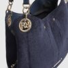 Navy Branded Eyelet Slouch Shoulder Bag