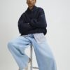 Navy Bubble Hem Jacket