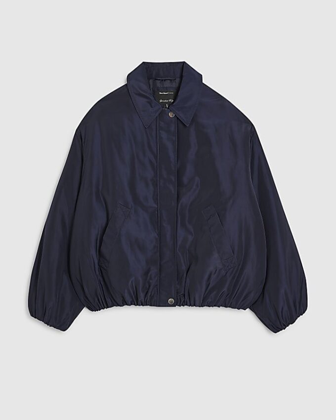 Navy Bubble Hem Jacket