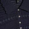 Navy Collared Flower Detail Cardigan