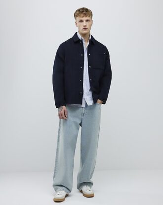 Navy Curved Hem Overshirt