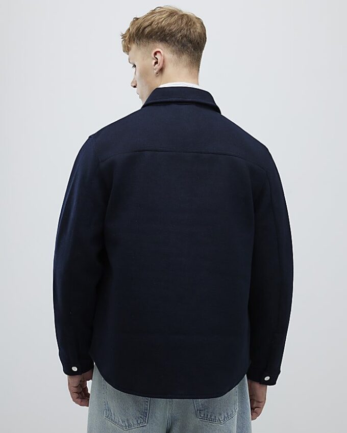 Navy Curved Hem Overshirt