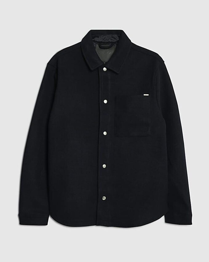 Navy Curved Hem Overshirt