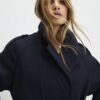 Navy Double Breasted Belted Trench Coat